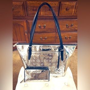 Michael Kors Silver Ciara Tote & Wallet Set